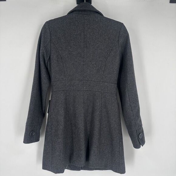 Anthropologie Tulle Grey Wool Blend Long Pea Coat Size S Peacoat Preppy Classic - Picture 9 of 12
